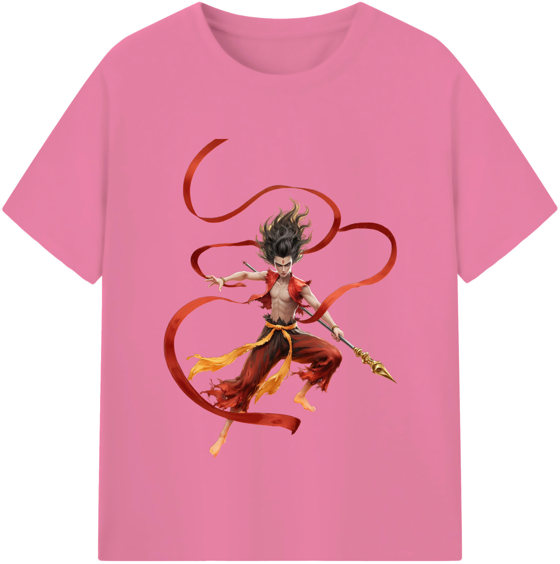 （画像用） Ne Zha 2 ナタ 魔童の大暴れ 綿100％半袖Tシャツ（フロントプリント）